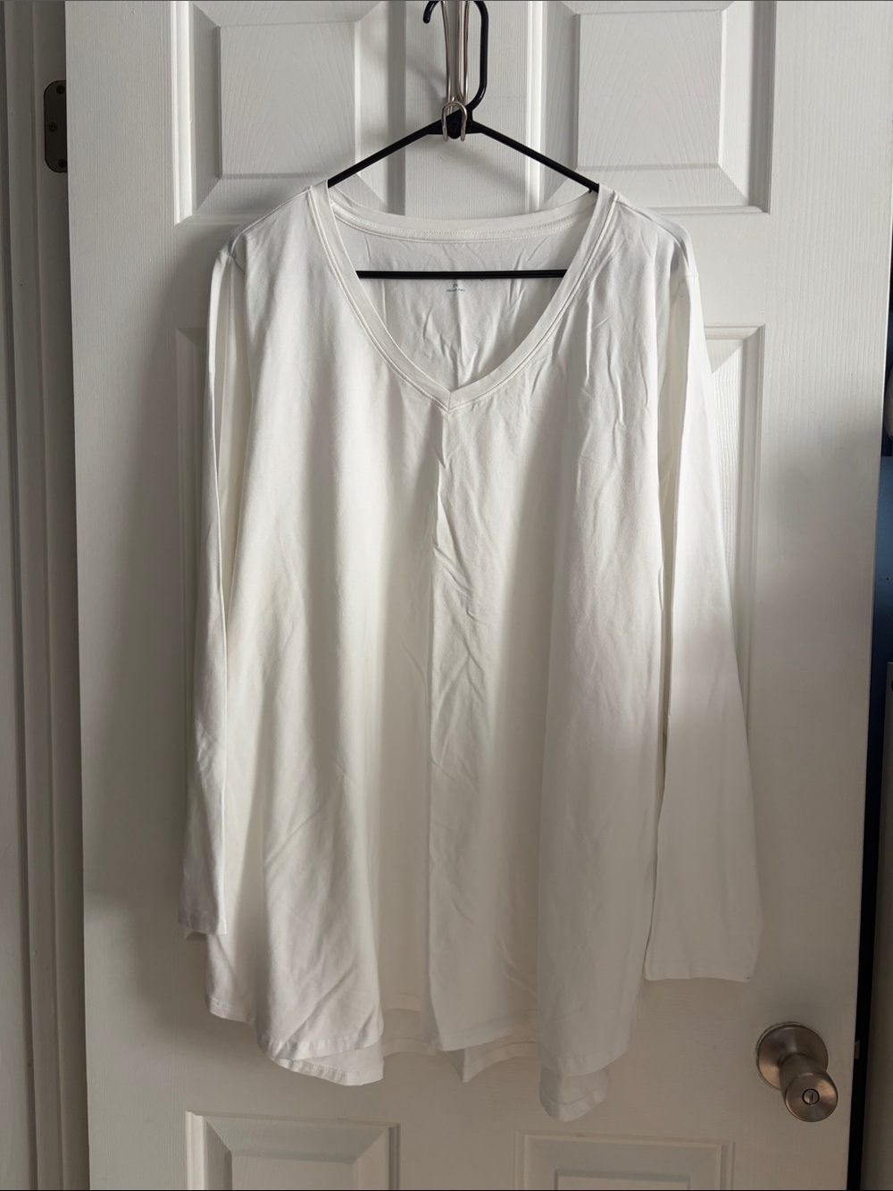 Soft Surroundings 2X Women’s V-Neck Basic White Long Sleeve Cotton Tee
